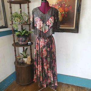 Vintage crepe chiffon layered dress